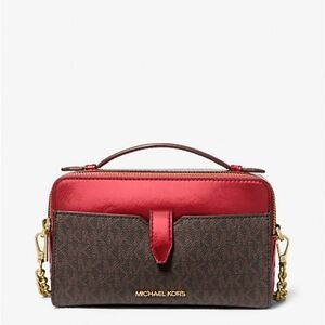 Michael Kors Crimson Jet Set Medium Signature Crossbody Bag